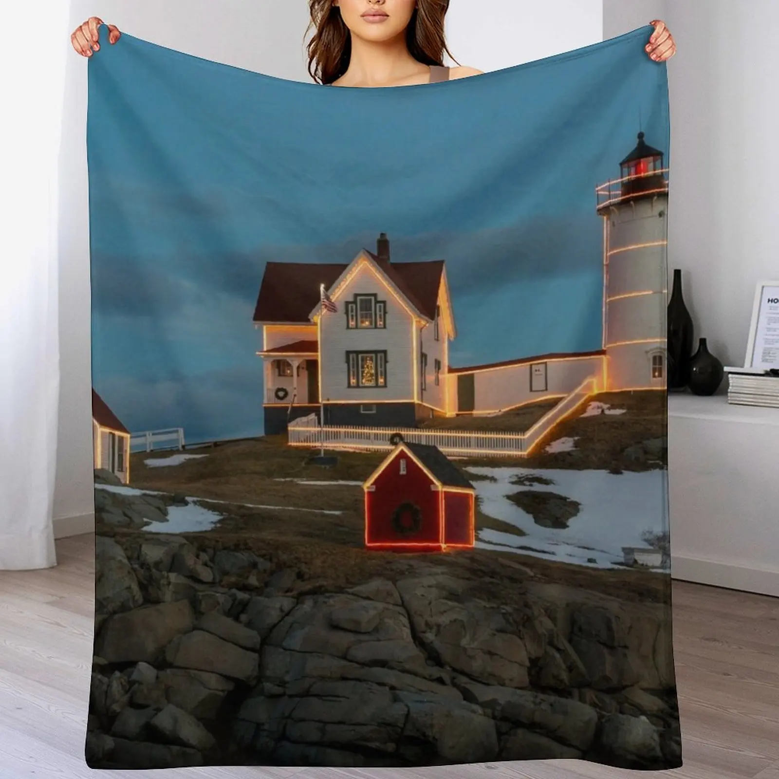 3D Printing York - Nubble Lighthouse, York, Maine Jigsaw Throw-deken