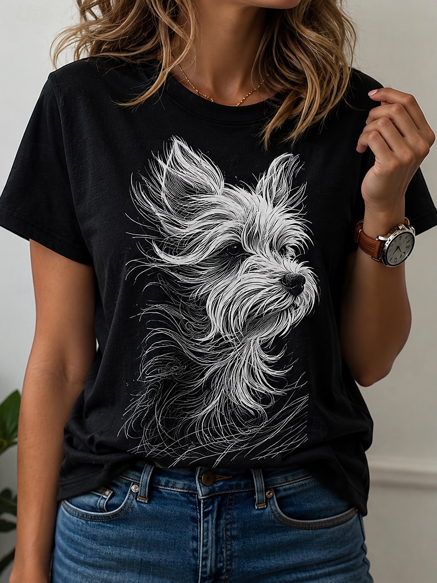 3D Printing Yorkshire - Dames lente-zomer 3D-geprint T-shirt met ronde