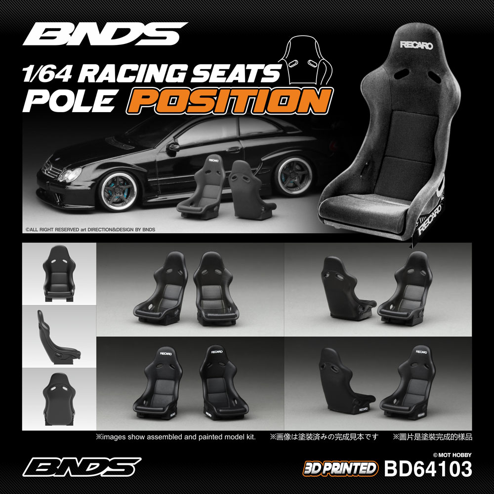 3D Printing Diecast Cars - BNDS 1/64 Ongeverfde Racestoelen 3D Geprint
