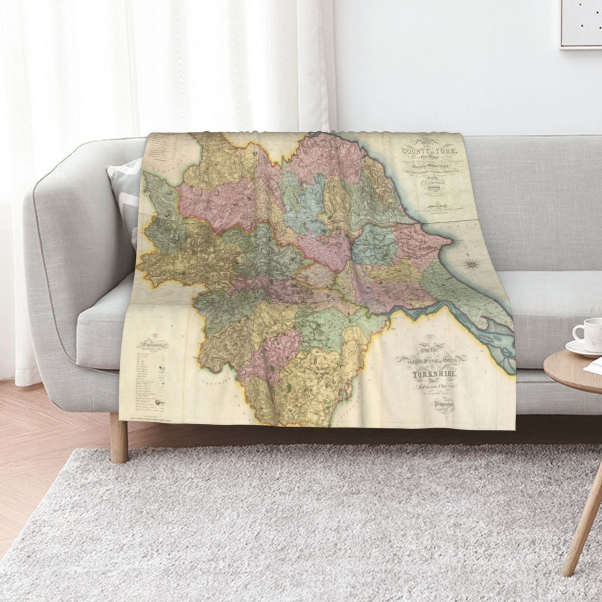 3D Printing Yorkshire - Yorkshire: Gods eigen land. Vintage kaartdeken