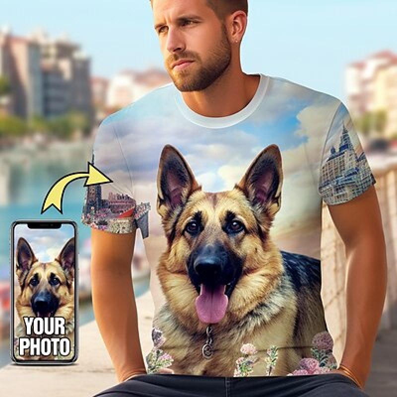 Custom Pet T-Shirt Voor Mannen - 3D Printing Foto recensie en prijs